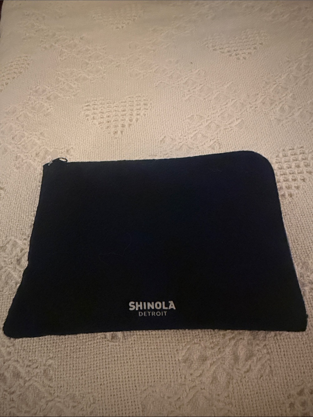 American Airlines Shinola Black Zip Pouch with contents.